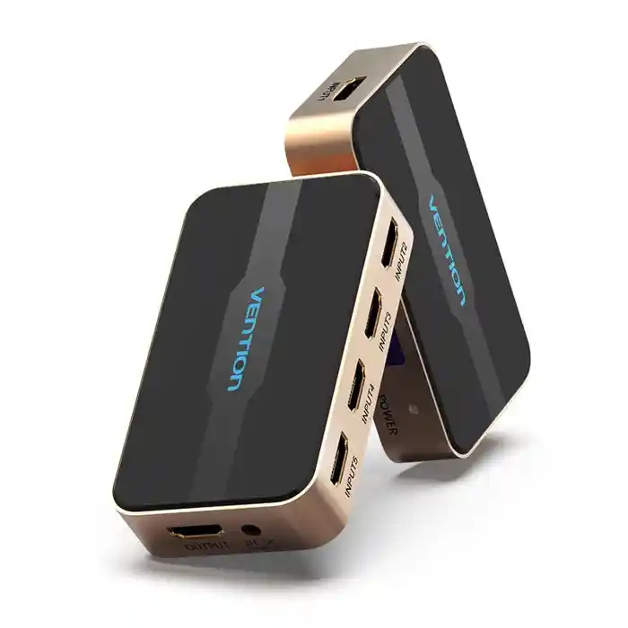 Vention ACDG0 5 in 1 out HDMI Switcher Aluminum Alloy 4K 30Hz with Remote Control and DC 5V/1A Power Supply Cable